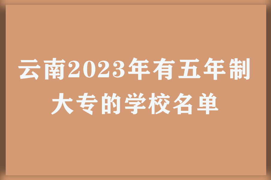 云南2023年有五年制大专的学校名单